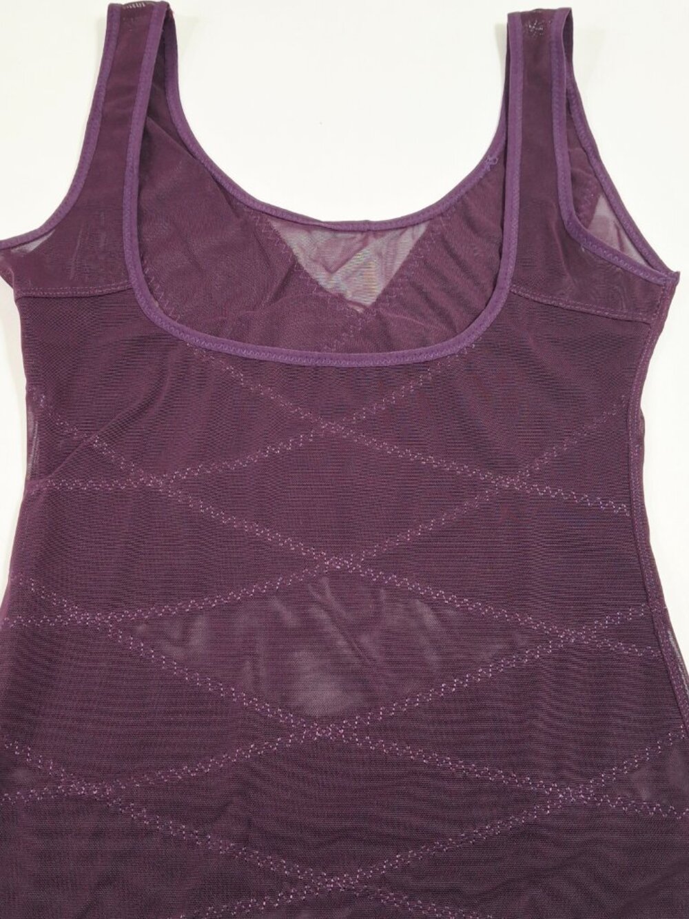 Purple Sheer Sz XL Mesh Underbust Shapewear Camisole Tank Top Tummy ControlPanel